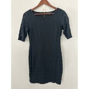 Banana Republic Black  Crochet Lace Shift Dress sz 4